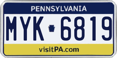 PA license plate MYK6819