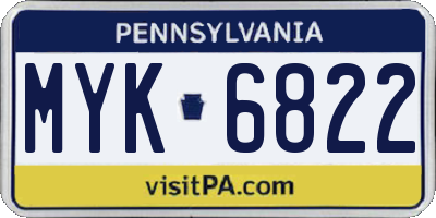 PA license plate MYK6822