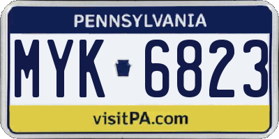 PA license plate MYK6823