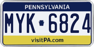 PA license plate MYK6824