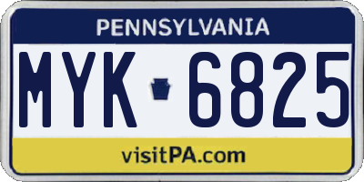 PA license plate MYK6825