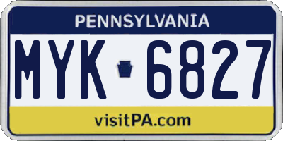 PA license plate MYK6827