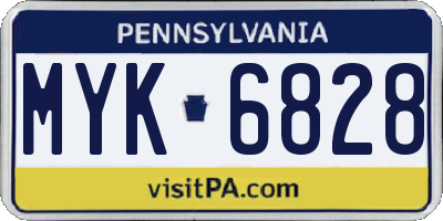 PA license plate MYK6828