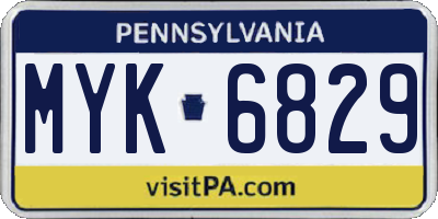 PA license plate MYK6829