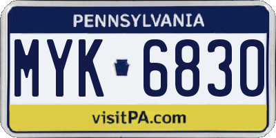 PA license plate MYK6830