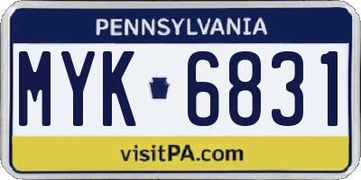 PA license plate MYK6831