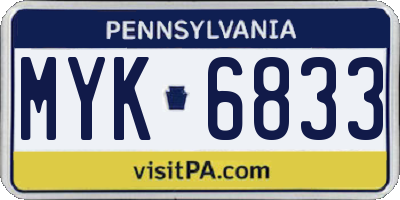 PA license plate MYK6833