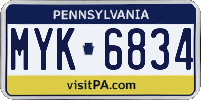 PA license plate MYK6834