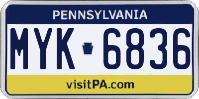 PA license plate MYK6836