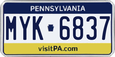 PA license plate MYK6837