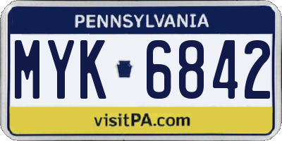 PA license plate MYK6842