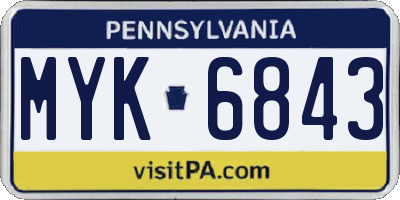 PA license plate MYK6843