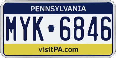 PA license plate MYK6846