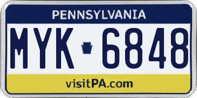 PA license plate MYK6848