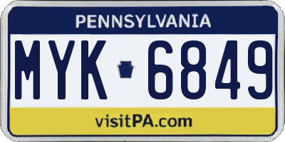 PA license plate MYK6849
