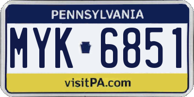 PA license plate MYK6851