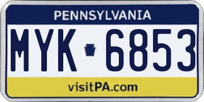 PA license plate MYK6853