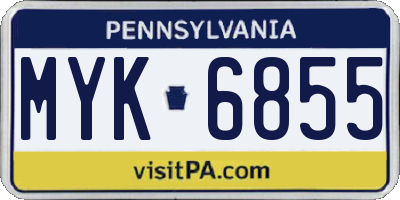PA license plate MYK6855