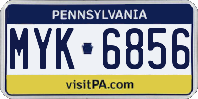 PA license plate MYK6856