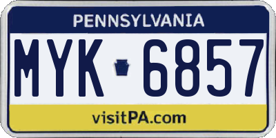 PA license plate MYK6857