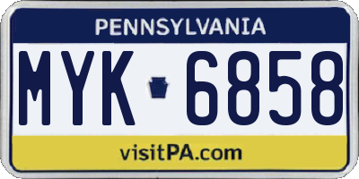 PA license plate MYK6858