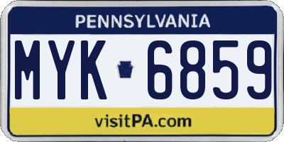 PA license plate MYK6859