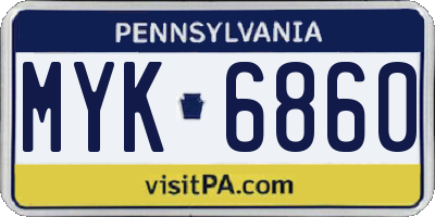 PA license plate MYK6860