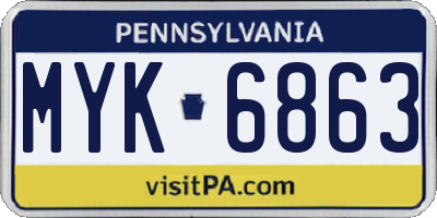 PA license plate MYK6863