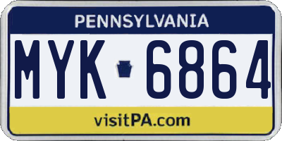 PA license plate MYK6864