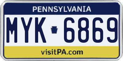 PA license plate MYK6869