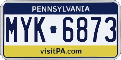 PA license plate MYK6873