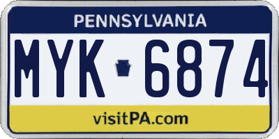PA license plate MYK6874