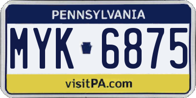 PA license plate MYK6875