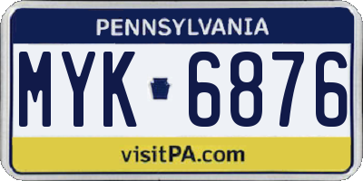 PA license plate MYK6876