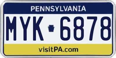 PA license plate MYK6878