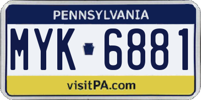 PA license plate MYK6881