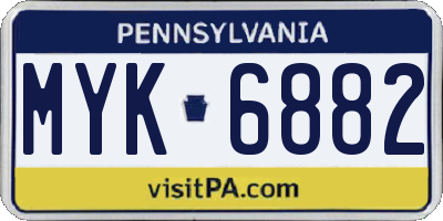 PA license plate MYK6882
