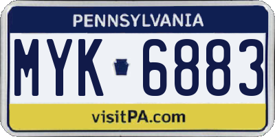 PA license plate MYK6883