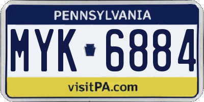 PA license plate MYK6884