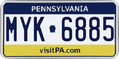 PA license plate MYK6885