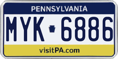 PA license plate MYK6886