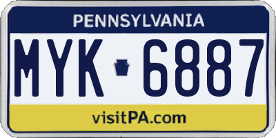 PA license plate MYK6887