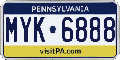 PA license plate MYK6888