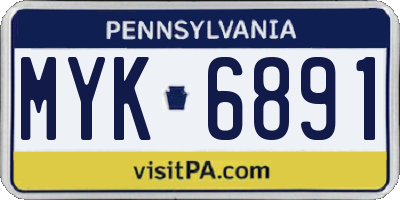 PA license plate MYK6891