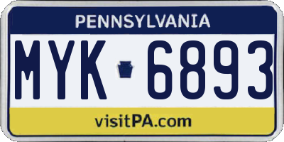 PA license plate MYK6893