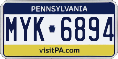 PA license plate MYK6894