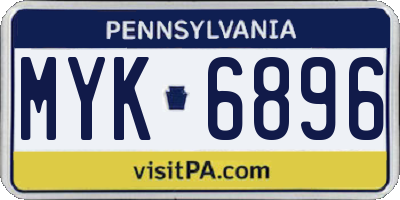 PA license plate MYK6896
