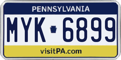 PA license plate MYK6899