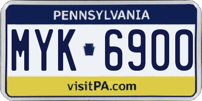 PA license plate MYK6900