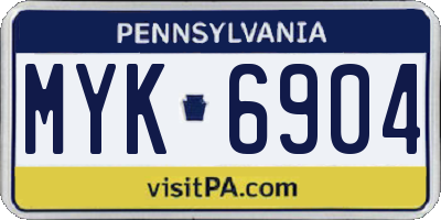 PA license plate MYK6904